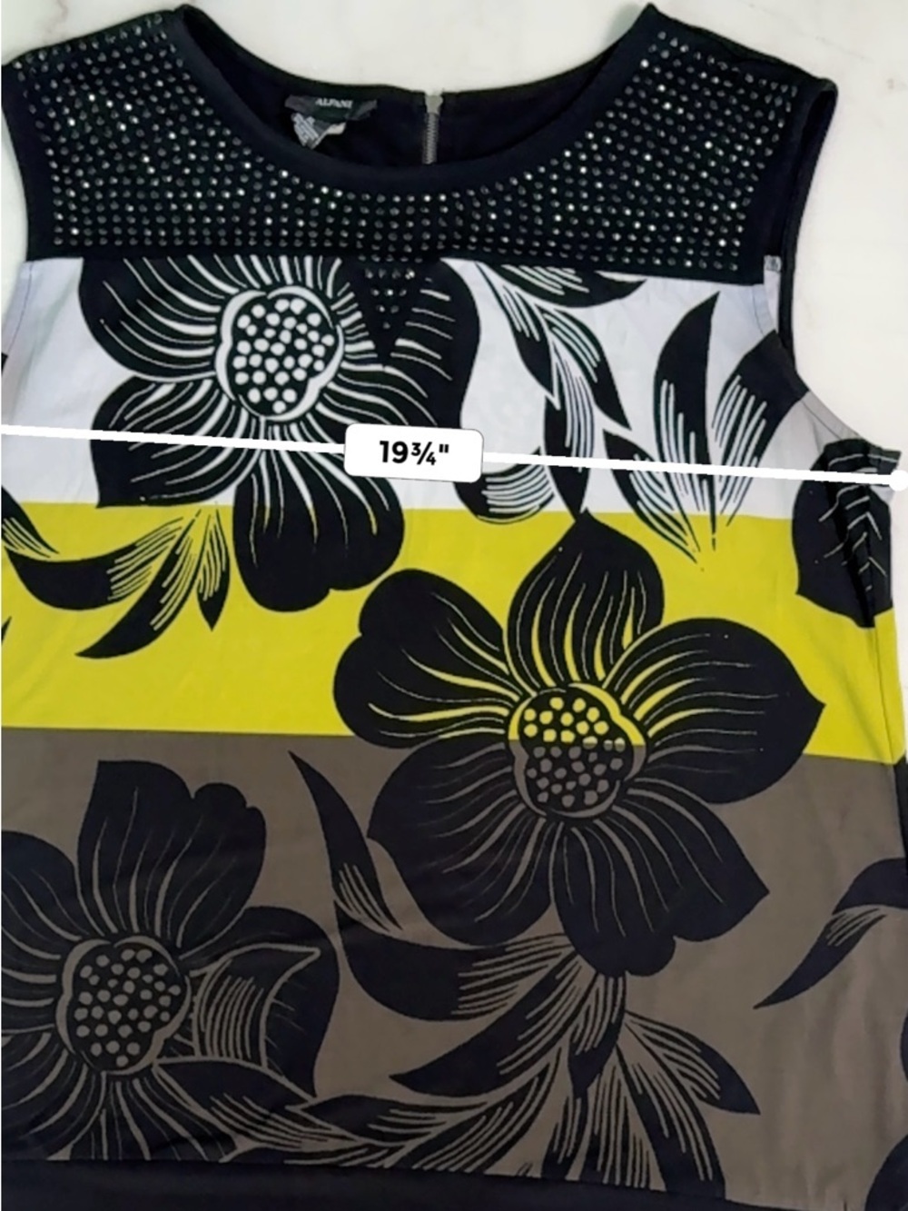 Alfani Embellished Tunic XL Black Floral Sequin Top Sleeveless Party Blouse - Picture 2 of 6